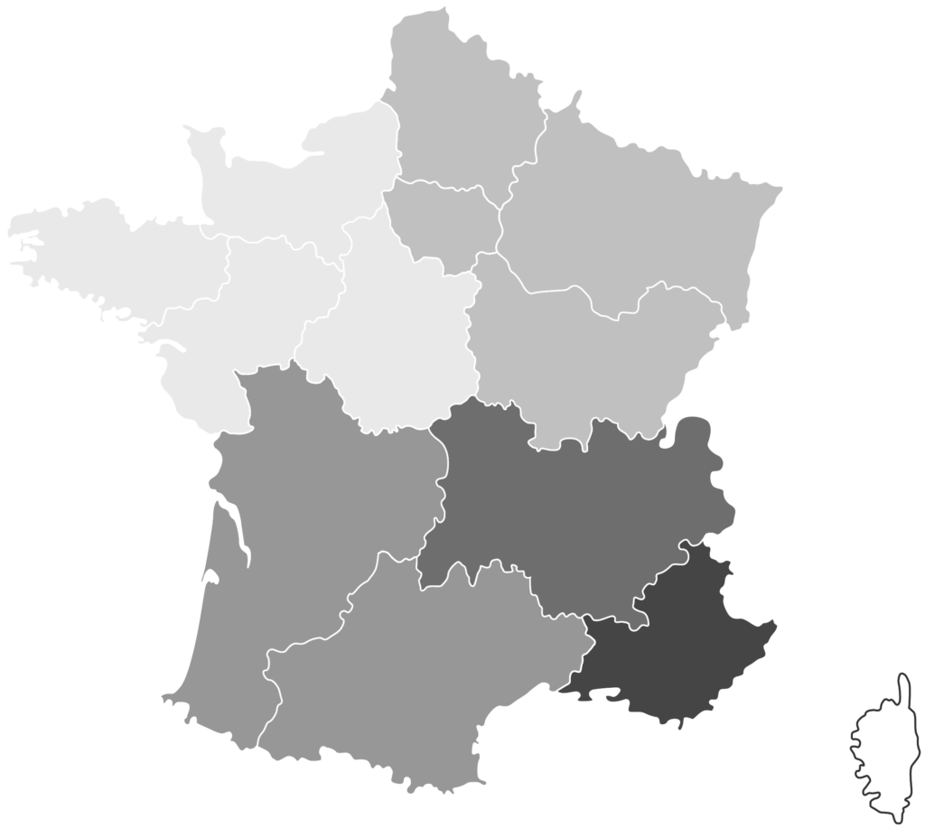 Carte des 6 zones de livraison de mini-pelles en France